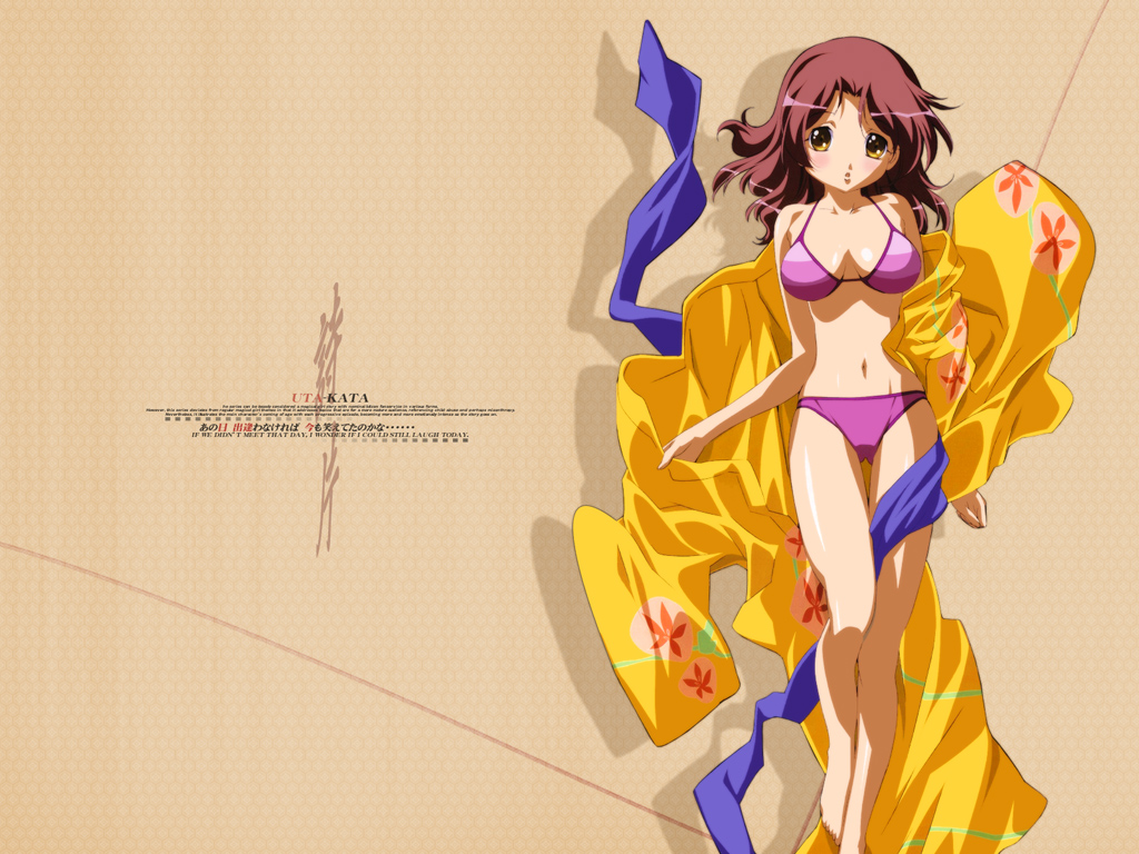 barefoot bikini feet gotoh_keiji gotou_keiji japanese_clothes kimono legs swimsuit swimsuit_under_clothes takamura_keiko thighs toes undressing uta-kata utakata wallpaper yukata