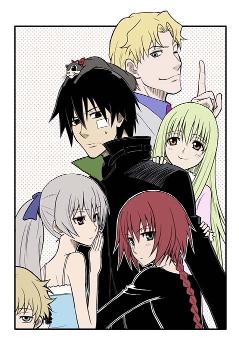 bad_id bandaid black_hair blonde_hair braid darker_than_black green_hair hei july_(darker_than_black) november_11 petya ponytail red_hair redhead shisen silver_hair squirrel suou_pavlichenko wink yin