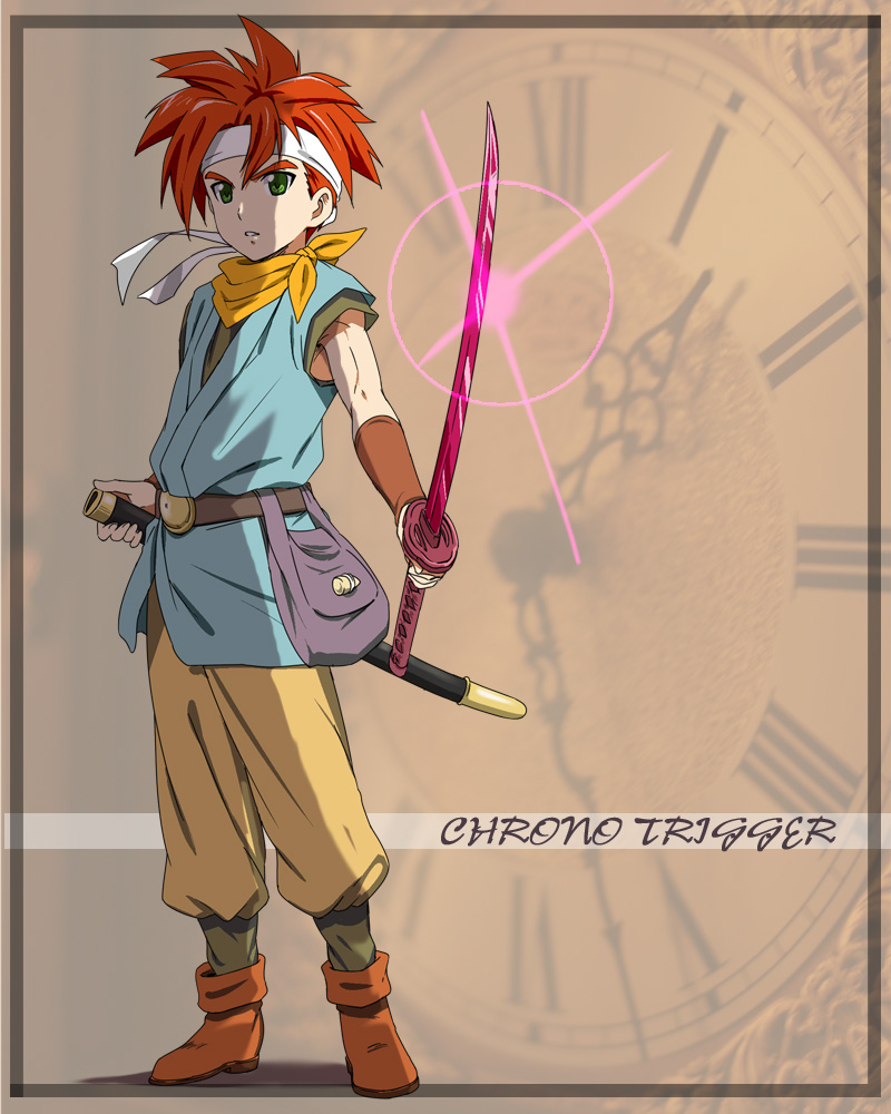 crono katana male red_hair redhead saitoyu00 sheath spiked_hair spiky_hair sword weapon