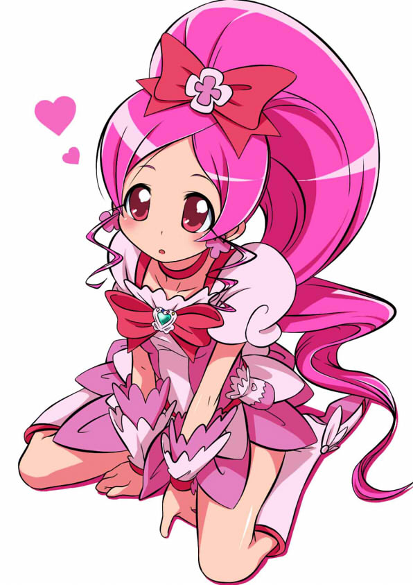 92 92kuni92 cure_blossom hanasaki_tsubomi heartcatch_precure! long_hair magical_girl pink_eyes pink_hair ponytail precure solo