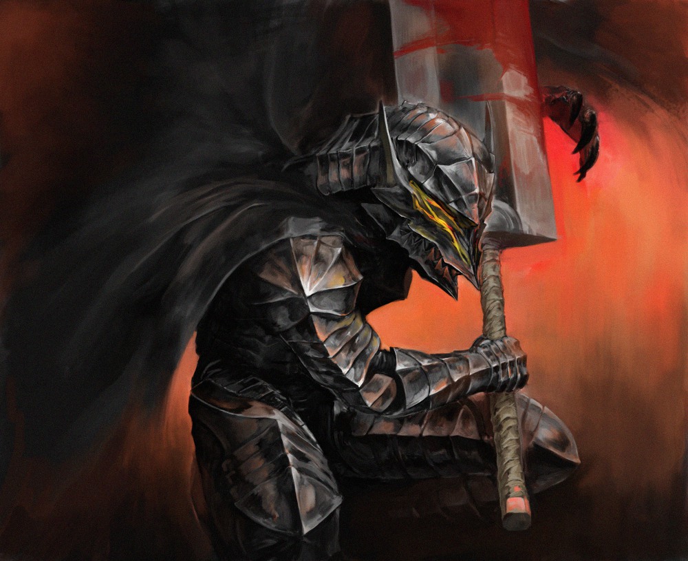 armor berserk berserker_armor blood cape douzen dragonslayer_(sword) guts male solo sword weapon