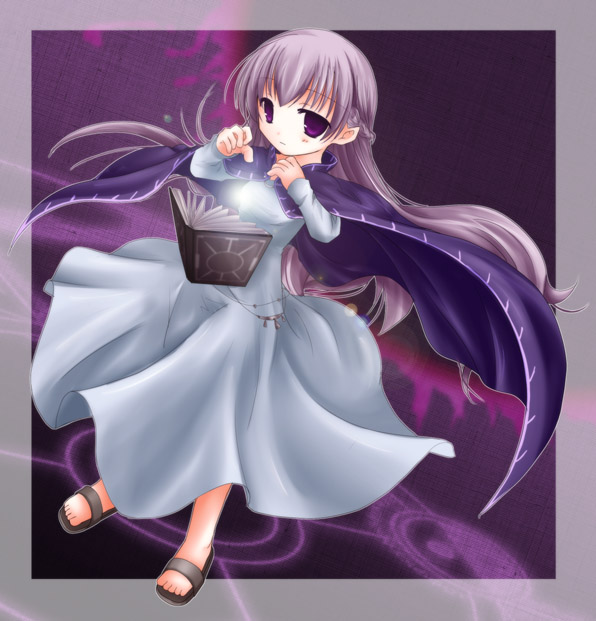 book cape dress fire_emblem fire_emblem:_fuuin_no_tsurugi long_hair purple_hair sandals sofiya tenmal violet_eyes