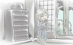 animation basil gif japanese_house katekyo_hitman_reborn sweeping telephone yukata