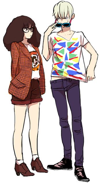 brown_hair draco_malfoy fashion glasses harry_potter hermione_granger hipster jacket maiko_(setllon) shorts sunglasses