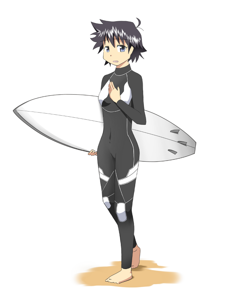 kaka_(kirby126) saito_nagisa saitou_nagisa shinryaku!_ikamusume short_hair surfboard wetsuit