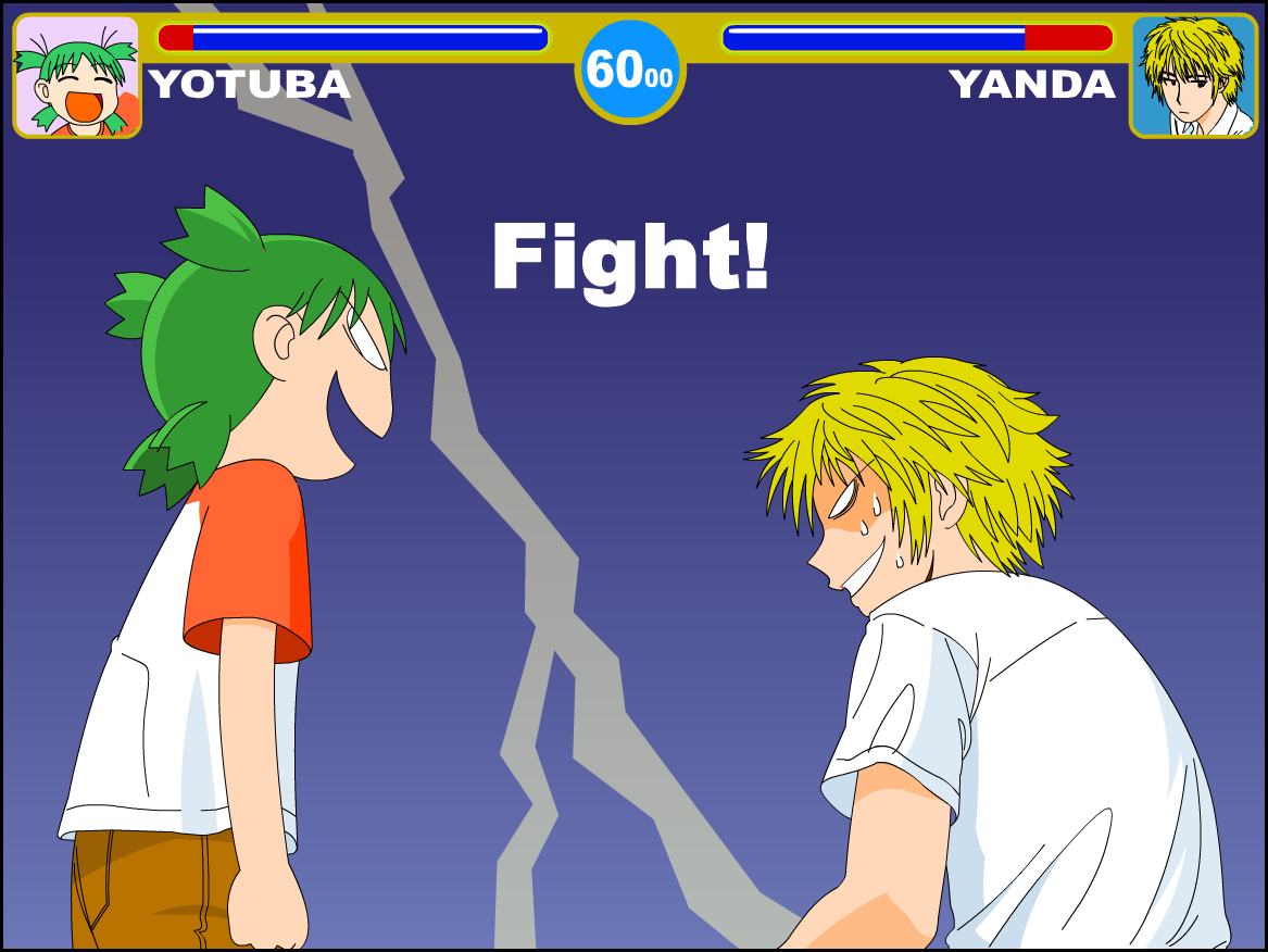 fighting_game green_hair koiwai_yotsuba quad_tails raglan_sleeves yanda yotsubato!
