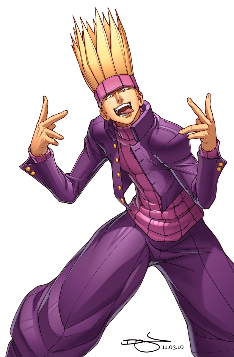 capcom edge highres justice_gakuen male omar_dogan rival_schools signature spiked_hair spiky_hair tongue tounge v yamada_eiji