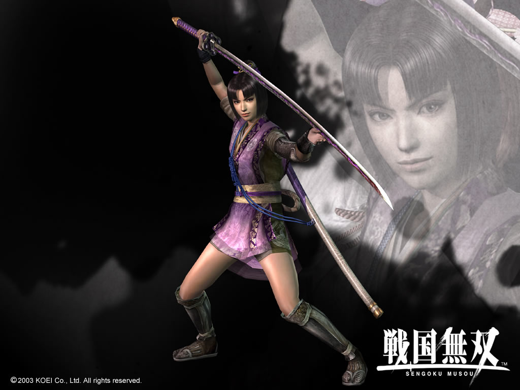katana koei mori_ranmaru official_art pony_tail samurai samurai_warriors sengoku_musou short_har solo sword thigh_highs wallpaper weapon