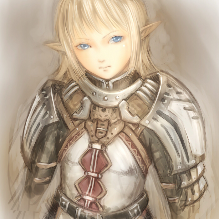 armor bad_id blonde_hair blue_eyes elf elvaan face final_fantasy final_fantasy_xi head_tilt pointy_ears short_hair tyamaguch