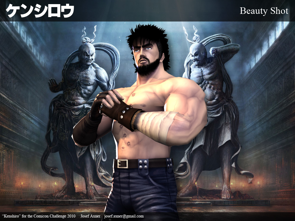 beard black_hair facial_hair hokuto_no_ken jiggeh josef_axner kenshiro kenshirou male manly muscle scar short_hair