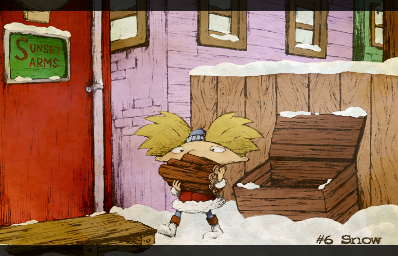 arnold arnold_shortman hey_arnold! kinako_(moment) nickelodeon painterly snow winter wood