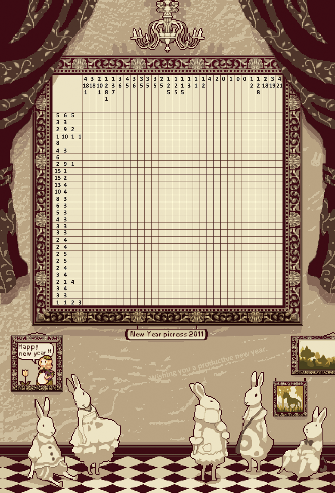 bunny collet highres new_year picross pixel_art puzzle rabbit