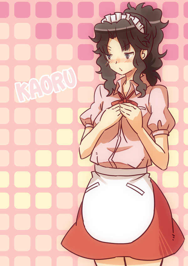 amagami apron ponytail tamago tanamachi_kaoru waitress