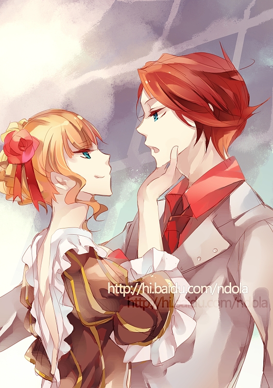 blue_eyes dress red_hair redhead smile umineko_no_naku_koro_ni ushiromiya_battler watermark zuowen