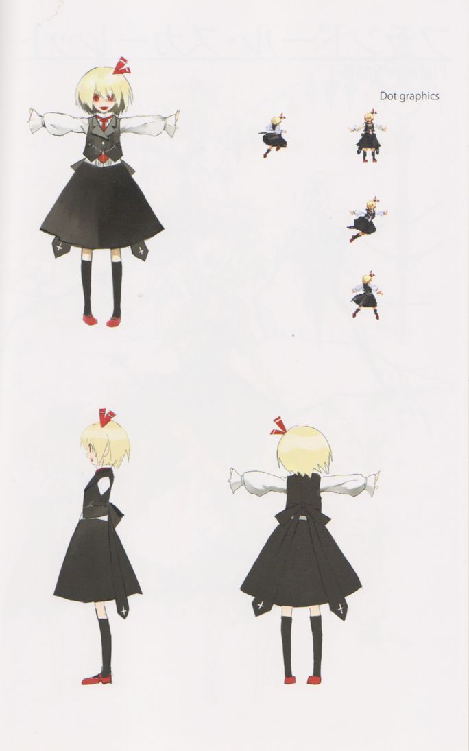 adapted_costume alternate_costume banpai_akira blonde_hair character_sheet concept_art koumajo_densetsu koumajou_densetsu outstretched_arms pixel_art rumia scan solo spread_arms the_embodiment_of_scarlet_devil touhou turnaround youkai