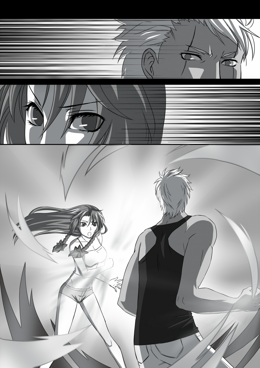 crossover highres hong_meiling king_of_fighters krizalid m.u.g.e.n monochrome mugen_(game) senmi_aki silent_comic touhou