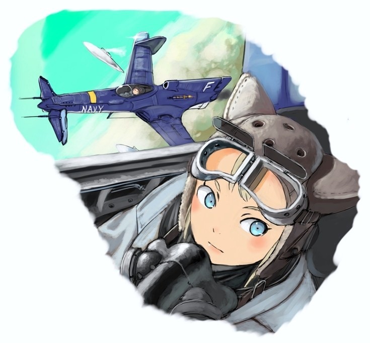 animal_ears bad_id blue_eyes coh copyright_request drop_tank goggles helmet k.y. military navy oxygen_mask pilot solo ufo