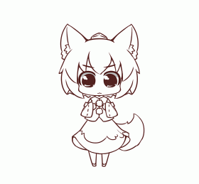 :&lt; animal_ears animated animated_gif chibi dancing detached_sleeves gif hat hypnotic inubashiri_momiji lineart lowres maitora monochrome short_hair sketch solo tail tokin_hat touhou wolf_ears wolf_tail