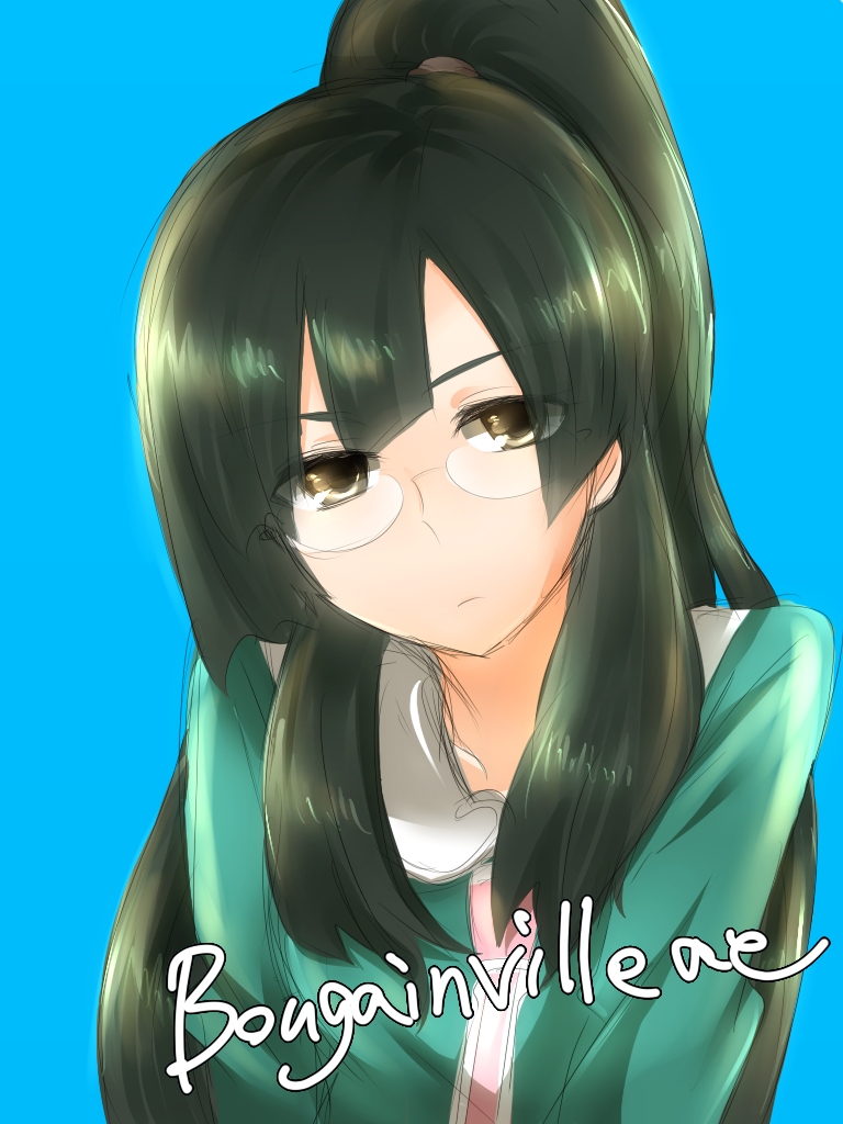 coalow glasses green_hair long_hair nichi_keito ponytail school_uniform solo star_driver