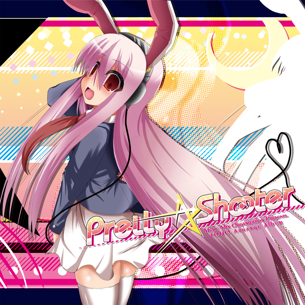 animal_ears bunny_ears headphones long_hair purple_hair red_eyes reisen_udongein_inaba skirt solo takeyuu thigh-highs thighhighs touhou very_long_hair