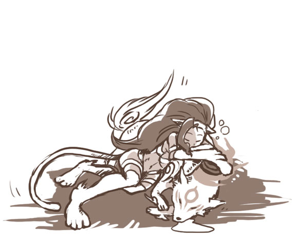 animal_ears artist_request cat_ears cat_tail drooling felicia hairband kashi-wa long_hair lying marvel_vs._capcom marvel_vs._capcom_3 marvel_vs_capcom marvel_vs_capcom_3 monochrome okami ookami_(game) sleeping tail vampire_(game) wolf