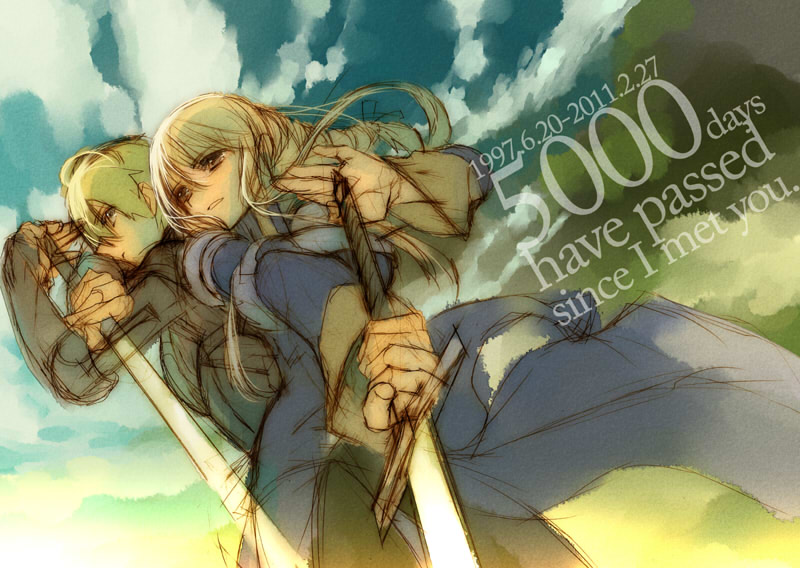 armor blonde_hair braid english final_fantasy final_fantasy_tactics knight long_hair ramza_beoulve short_hair single_braid sword tooka weapon