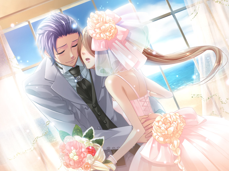 amaha_tsubasa game_cg good_end smile starry_sky_(game) wedding yahisa_tsukiko