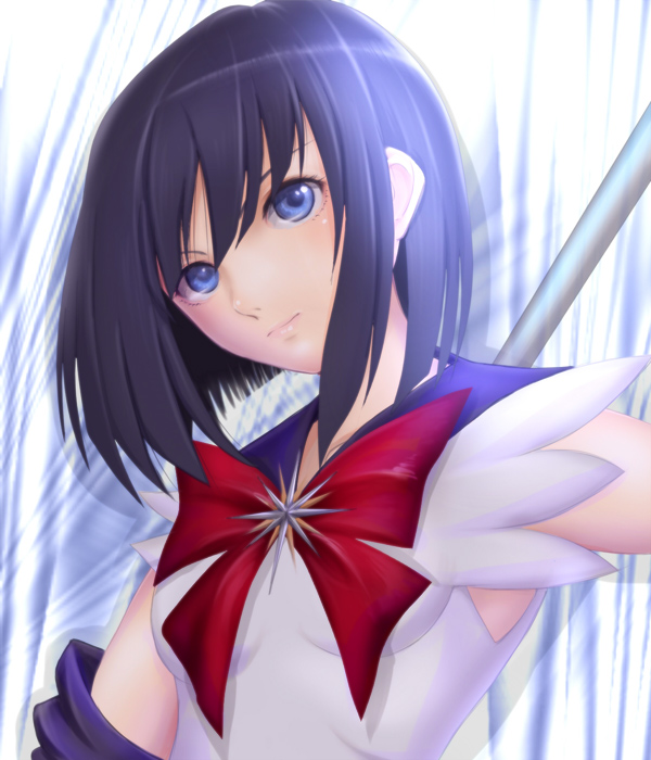 1girl bad_id bishoujo_senshi_sailor_moon blue_eyes bob_cut bow head_tilt magical_girl purple_hair sailor_moon sailor_saturn sailor_senshi short_hair solo tomoe_hotaru tyamaguch