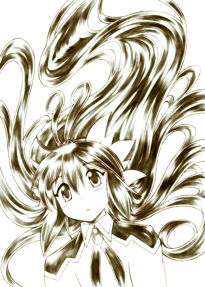 1girl absurdly_long_hair gomamiso_sti miwajou monochrome original simple_background solo white_background