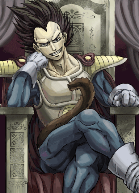 armor bad_id black_hair chin_rest crossed_legs dragon_ball dragon_ball_z dragonball_z gif_artifacts gloves legs_crossed male muscle nolife sitting solo tail vegeta widow's_peak