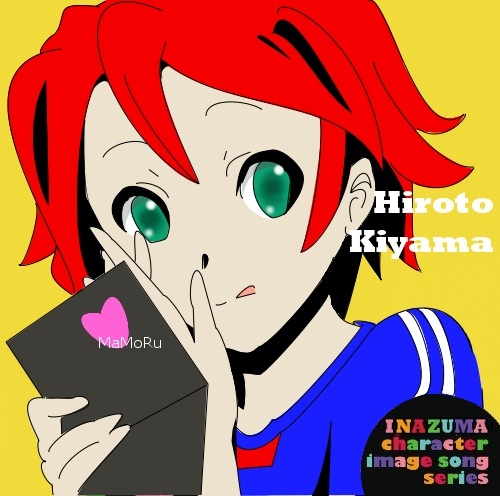 album_cover character_single cover fake_screenshot green_eyes inazuma_eleven inazuma_eleven_(series) k-on! kiyama_hiroto lowres mtk527 parody red_hair redhead short_hair solo