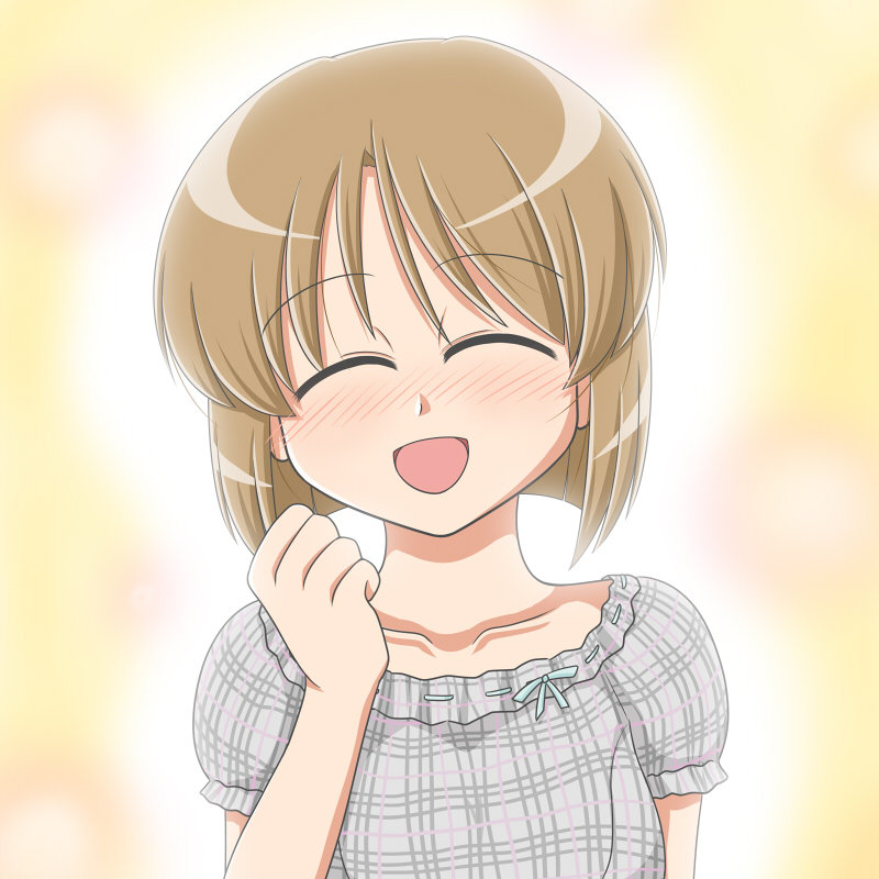 brown_hair closed_eyes eyes_closed hagiwara_yukiho idolmaster open_mouth short_hair smile wagomu17