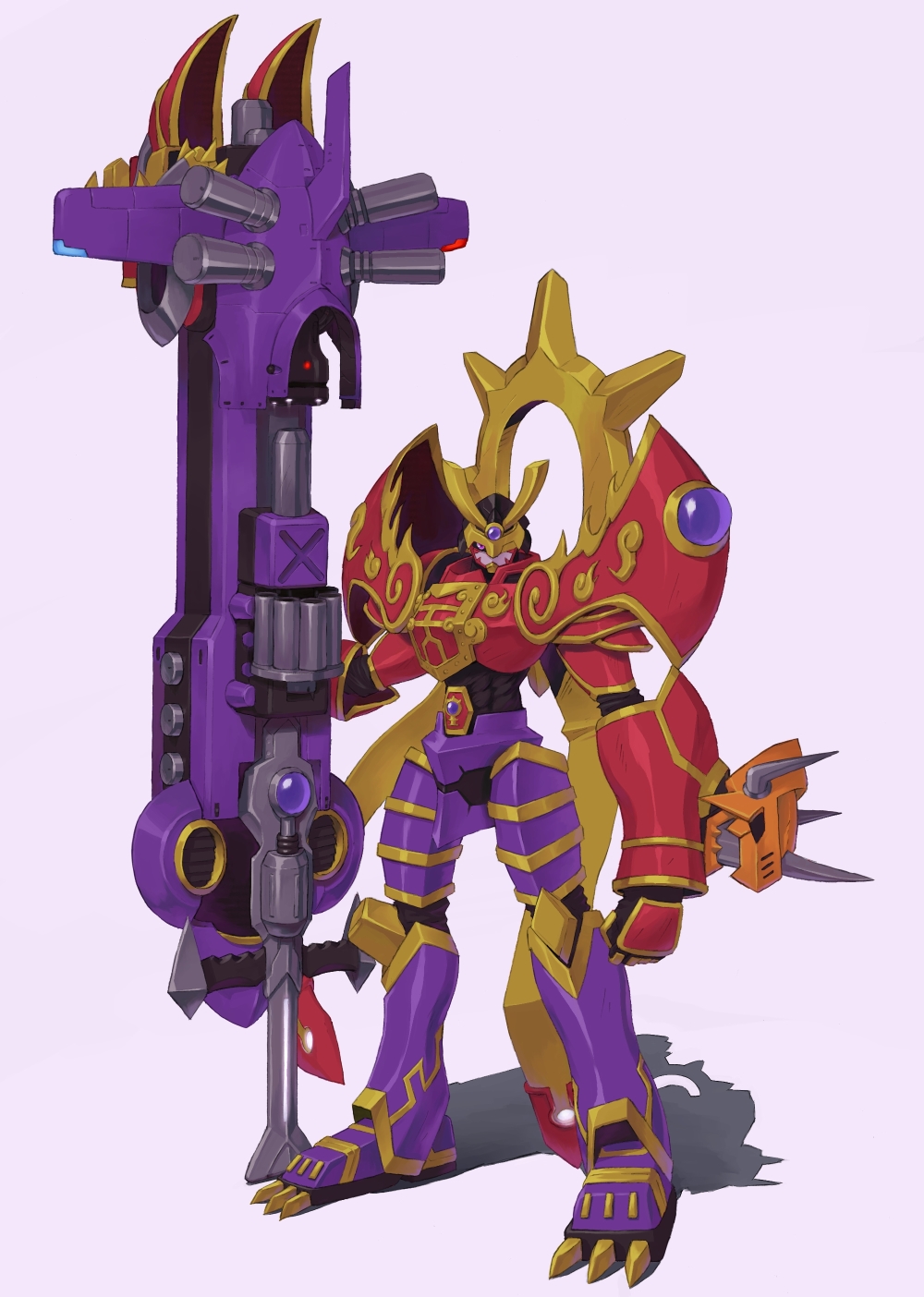 digimon digimon_frontier epic helmet highres kazkazkaz mecha monster no_humans susanoomon sword weapon