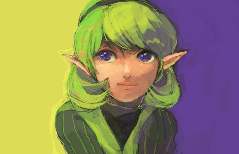 face green_hair hairband nintendo ocarina_of_time penta5 pointy_ears saria smile the_legend_of_zelda