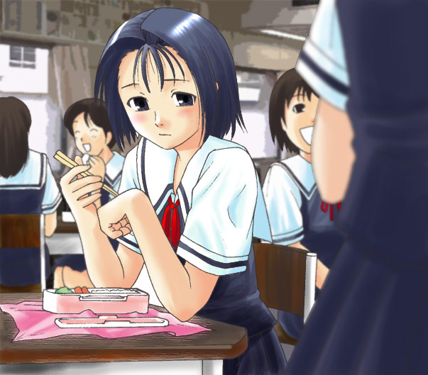 black_hair capcom classroom justice_gakuen kazama_akira rival_schools school_uniform short_hair tsukinowa tsukinowa_kumatarou