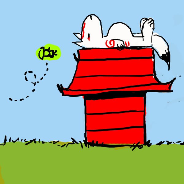 artist_request charles_schulz_(style) doghouse issun no_humans okami ookami_(game) parody peanuts sleeping snoopy style_parody