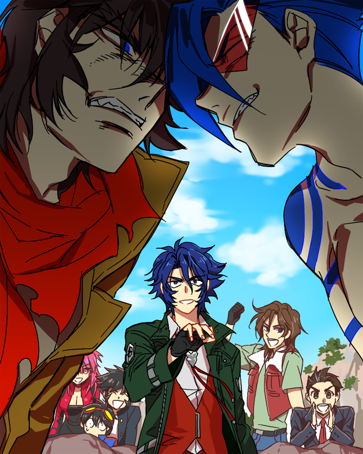 1girl 6+boys akagi_shunsuke angry crow_broust dai-guard dancouga_nova gundam gundam_00 hidaka_aoi juusou_kikou_dancouga_nova kabuto_kouji kamina kamina_shades lockon_stratos male mansu multiple_boys nagare_ryoma pixiv_manga_sample resized shin_getter_robo shin_mazinger_shougeki!_z-hen simon super_robot_wars super_robot_wars_z2 tengen_toppa_gurren-lagann tengen_toppa_gurren_lagann