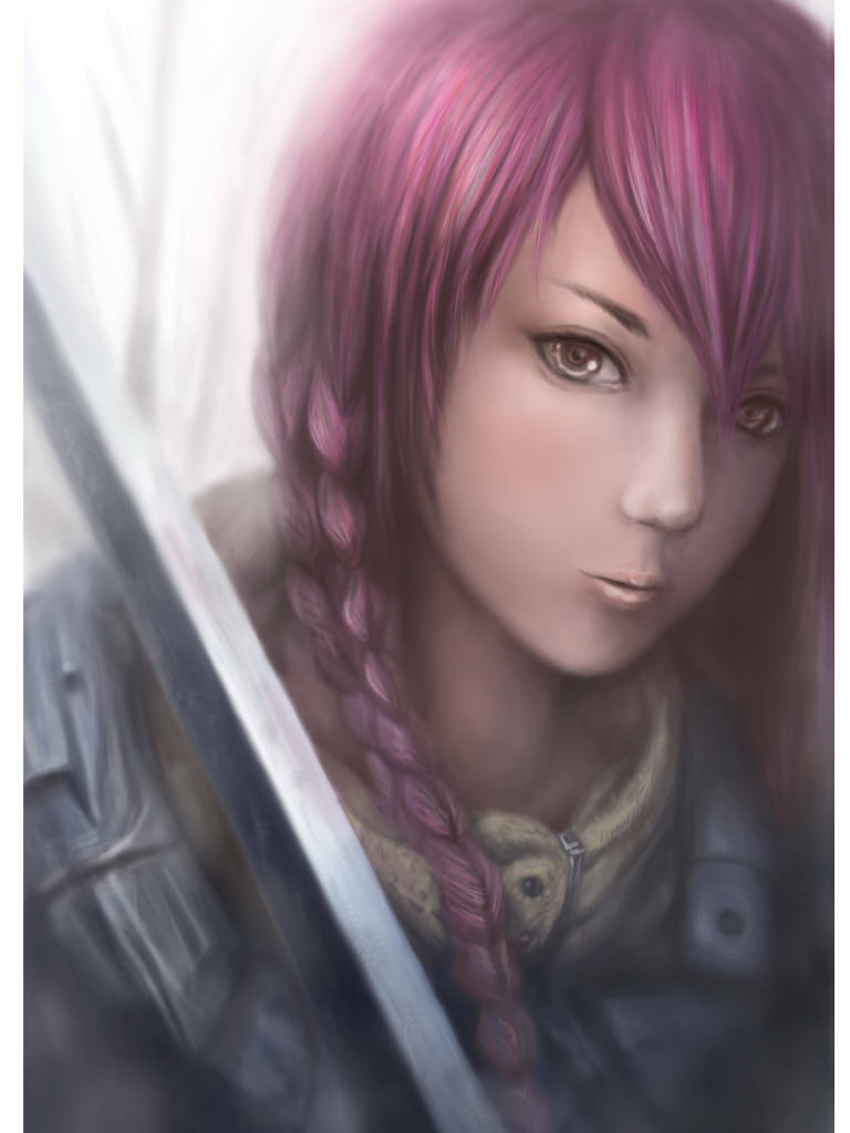 braid copyright_request occult_soda purple_hair solo sword weapon