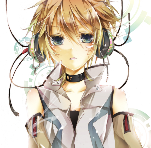 bad_id blonde_hair blue_eyes cosora detached_sleeves headphones kagamine_len kagamine_len_(append) lowres male portrait solo vocaloid vocaloid_append