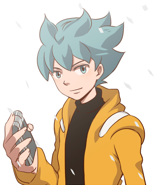 aqua_hair bad_id cellphone confetti flit_asuno frite_asuno gundam gundam_age jacket male phone potpourri solo soulsong teal_eyes turtleneck