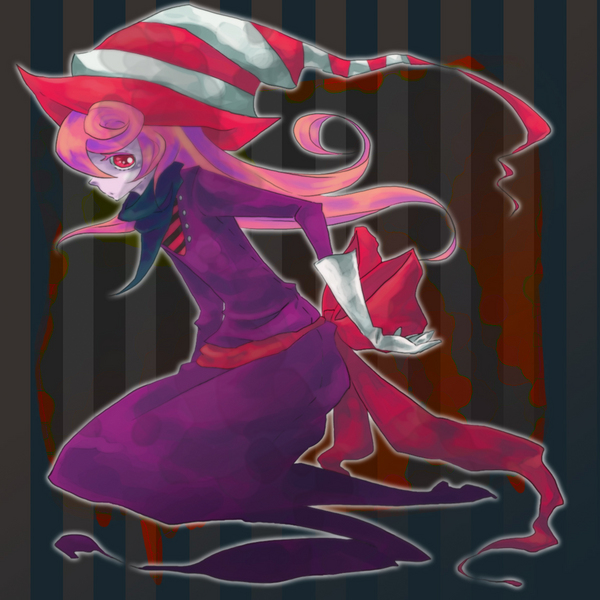 gloves hat male nintendo paper_mario paper_mario:_the_thousand-year_door paper_mario_rpg personification pink_hair pixiv_thumbnail purple red_eyes ribbon scarf super_mario_bros. trap vivian witch_hat