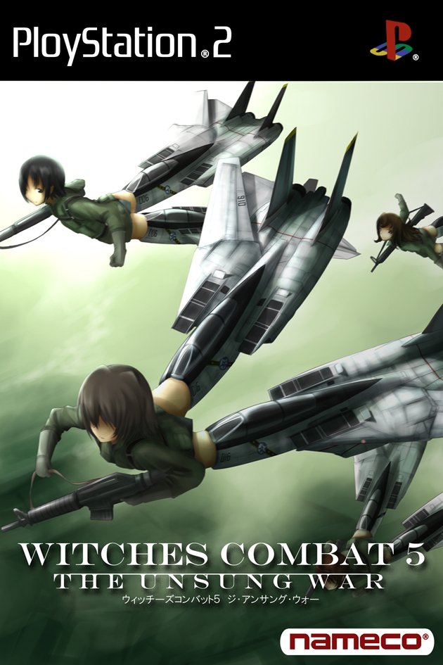 3girls ace_combat ace_combat_5 airplane brand_name_imitation cover crossover f-14 fake_cover game_cover gun jet multiple_girls no_eyes no_nose short_hair strike_witches striker_unit weapon zamudo_akiyuki