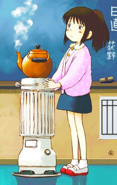 chihiro classroom school_uniform spirited_away students teapot uwabaki
