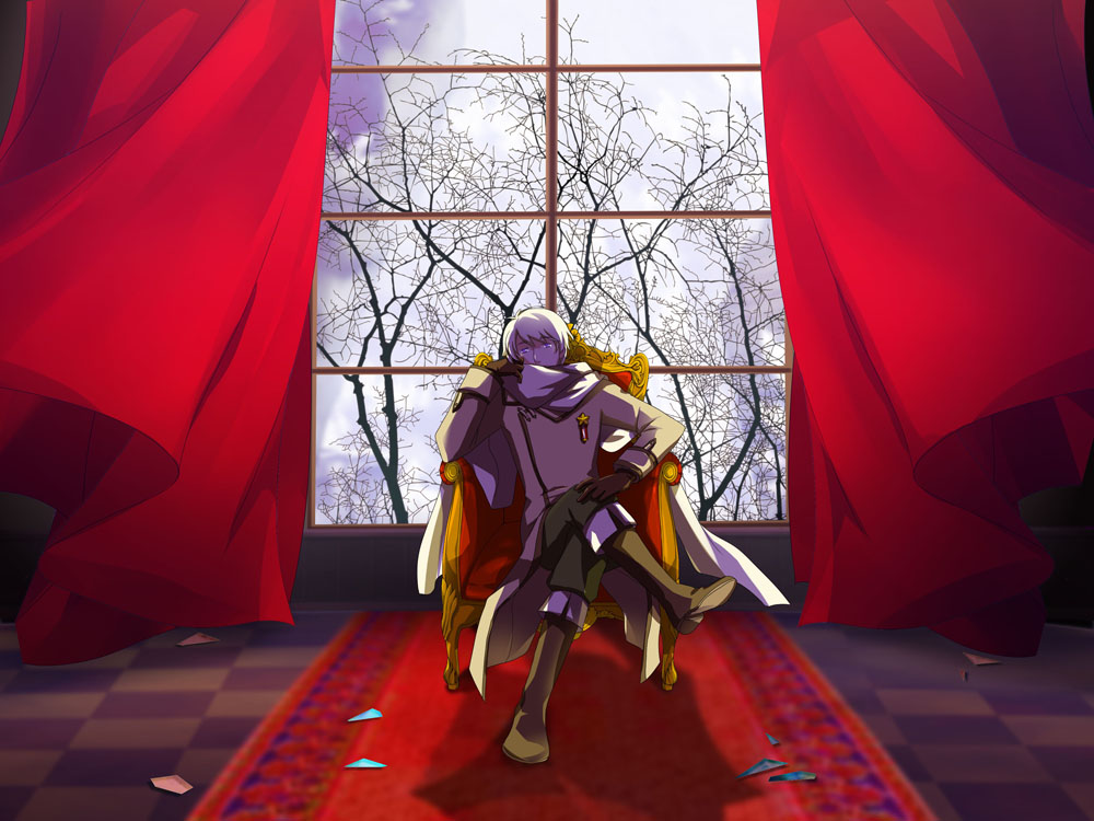 crossed_legs curtains male russia_(hetalia) scarf short_hair sitting stand_hong uniform window