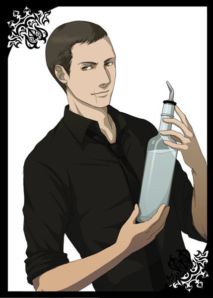 assassin's_creed assassin's_creed bottle desmond_miles dress_shirt gb_(doubleleaf) genmaipudding kuroshitsuji liquor necktie parody scar shirt