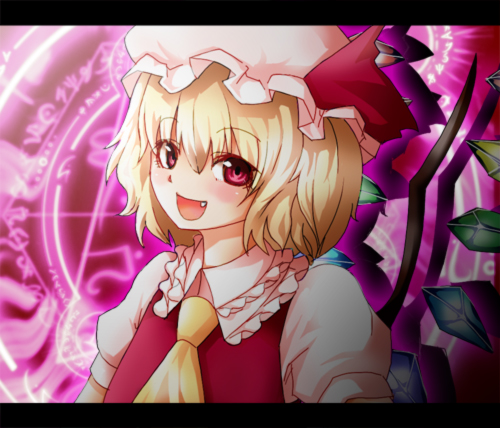 blonde_hair flandre_scarlet hat lowres magic_circle red_eyes solo the_embodiment_of_scarlet_devil touhou wings
