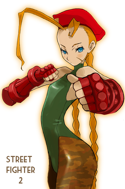 antenna_hair beret blonde_hair blue_eyes braid cammy_white fingerless_gloves flat_chest gloves hat pantyhose scar street_fighter twin_braids