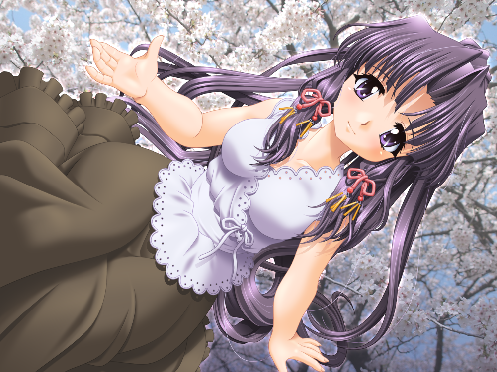 casual cherry_blossoms haruka_(sister_princess) long_hair mynote ponytail purple_eyes purple_hair sideways sister_princess violet_eyes