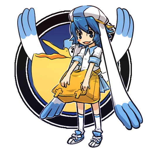 :3 bag blue_eyes blue_hair blush_stickers cosplay footwear hair hat hitec human moemon open_mouth pelipper personification pokemon pokÃ©mon satchel shirt short_hair skirt smile socks wings