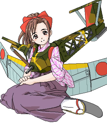 bow brown_hair camouflage glider gun hair_bow hair_ribbon hakama imperial_japanese_army japanese_clothes kirio_(ccr00235) lowres mecha_musume military military_vehicle oekaki original personification ribbon simple_background sitting solo tabi tank tasuki toku-3-gou_(tank) vehicle weapon world_war_ii wwii yagasuri zouri